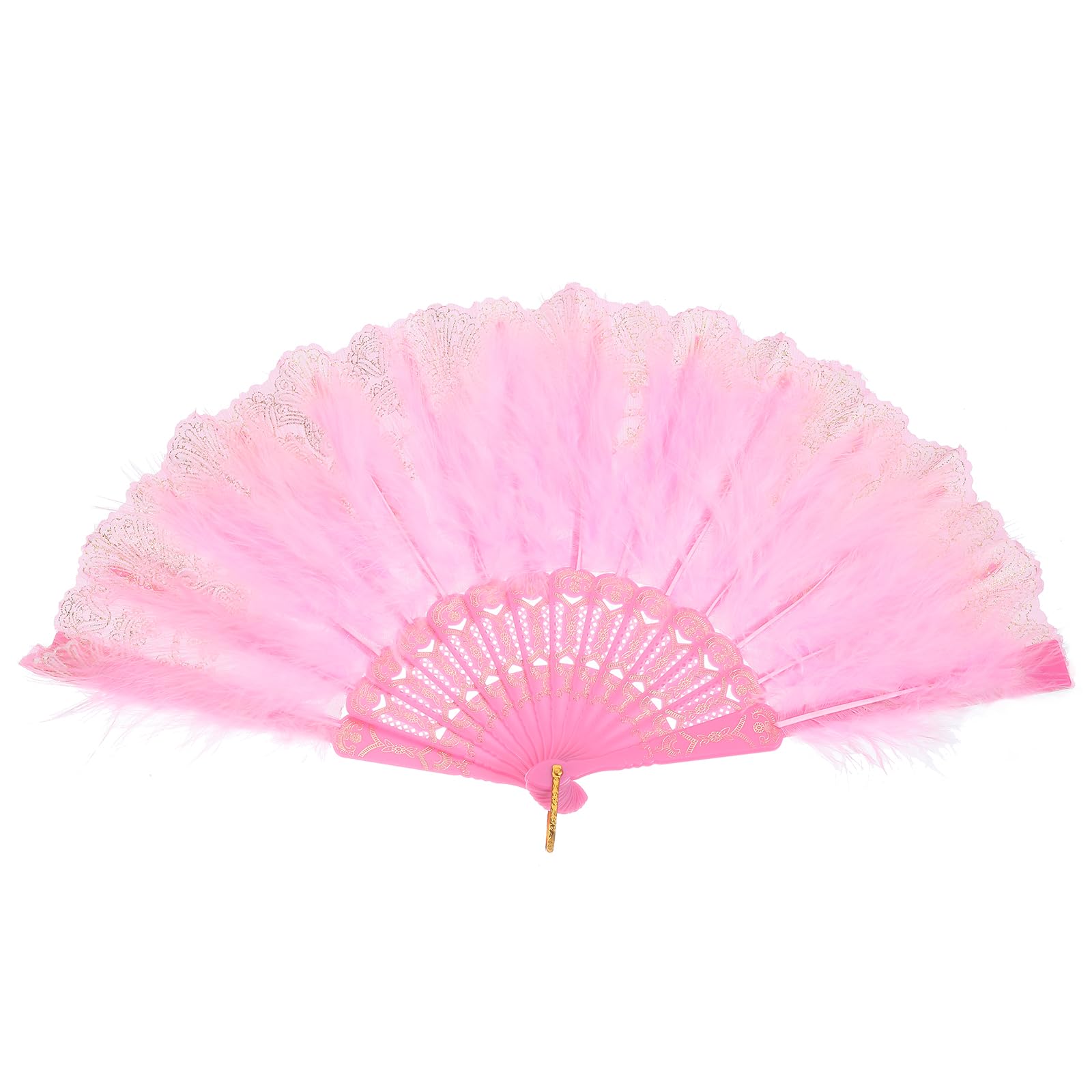 Amazon.com: MECCANIXITY Feather Hand Fan,Pink Vintage Folding Fan